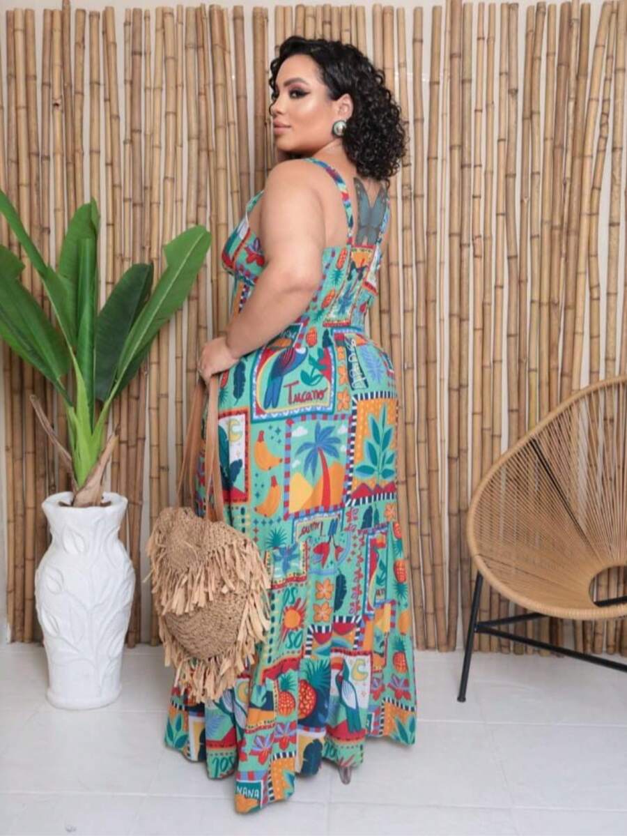 Vestido Feminino Longo Plus Size com Alça