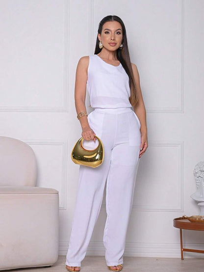 Conjunto Feminino Forrado Calça Wide Leg e Blusa – Alfaiataria Elegante