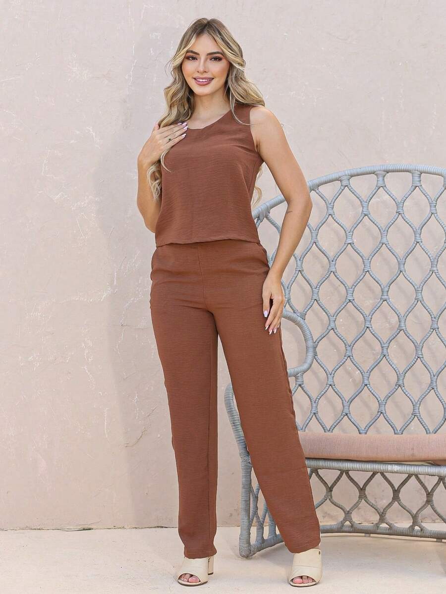 Conjunto Feminino Forrado Calça Wide Leg e Blusa – Alfaiataria Elegante