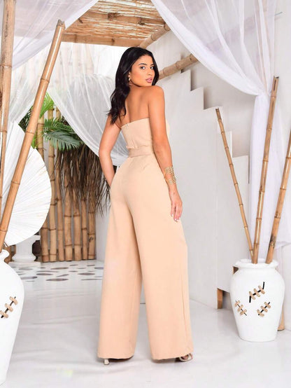 Macacão Feminino Alfaiataria Pantalona Tomara que Caia