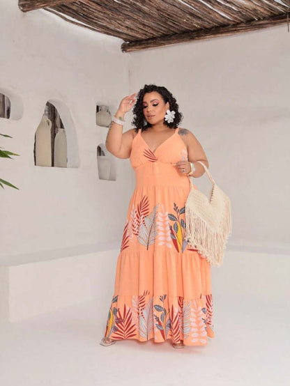 Vestido Feminino Longo Plus Size com Alça