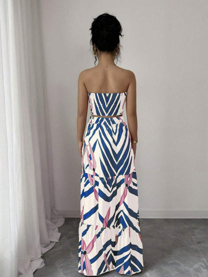 Conjunto Feminino 2 Peças com Cropped e Saia Longa