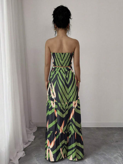 Conjunto Feminino 2 Peças com Cropped e Saia Longa