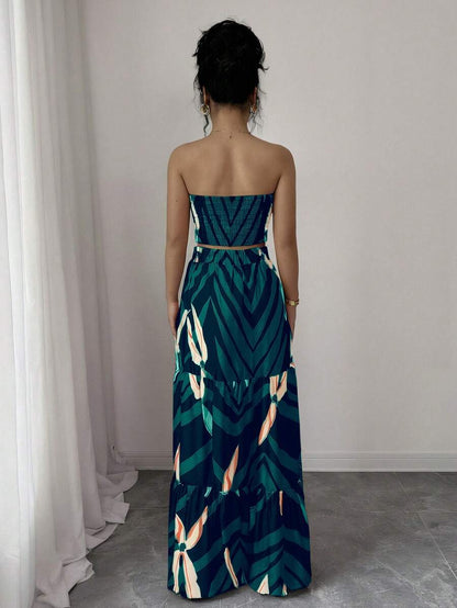 Conjunto Feminino 2 Peças com Cropped e Saia Longa