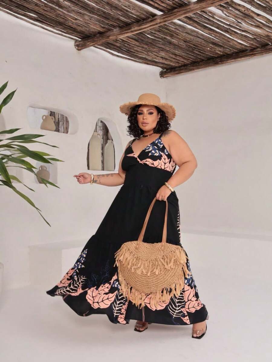 Vestido Feminino Longo Plus Size com Alça