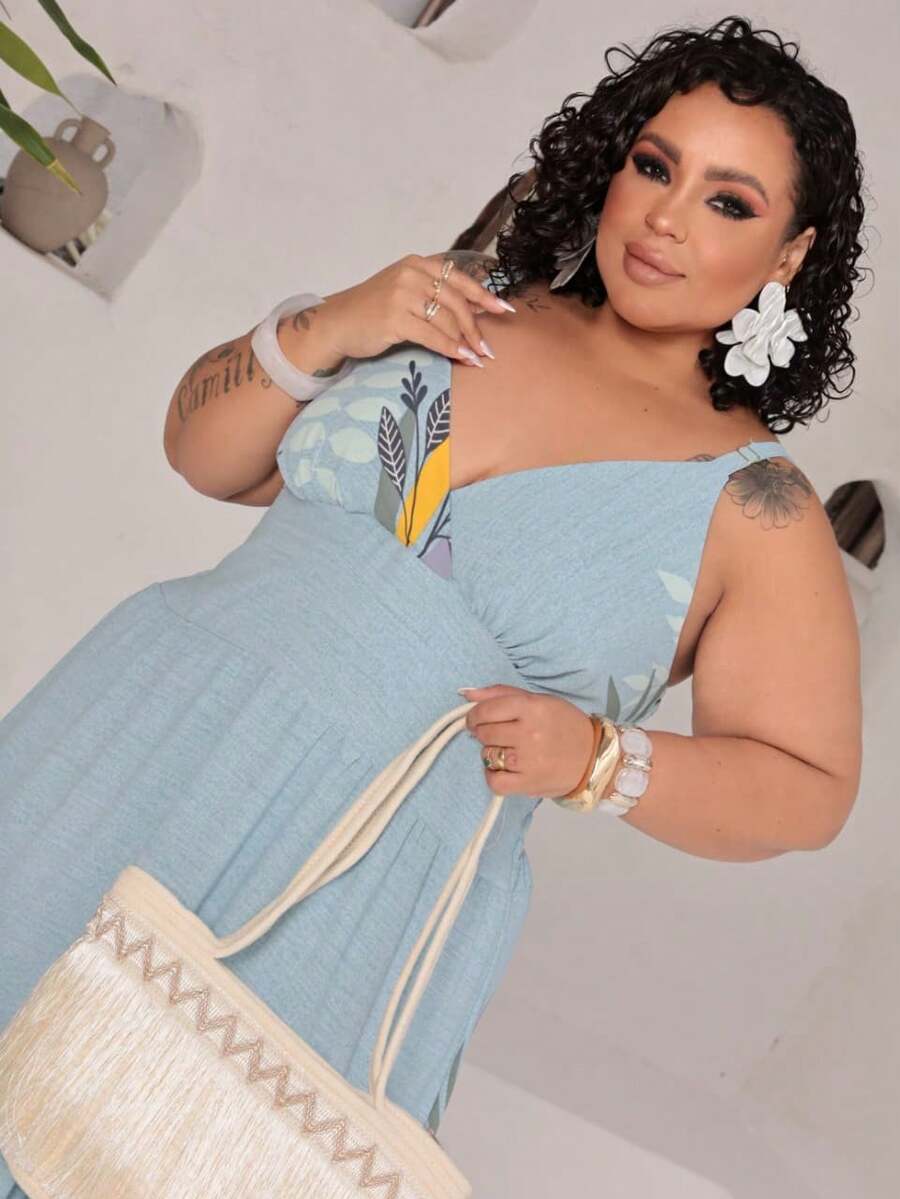 Vestido Feminino Longo Plus Size com Alça