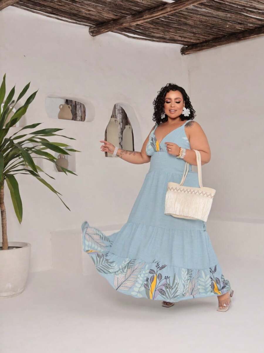 Vestido Feminino Longo Plus Size com Alça