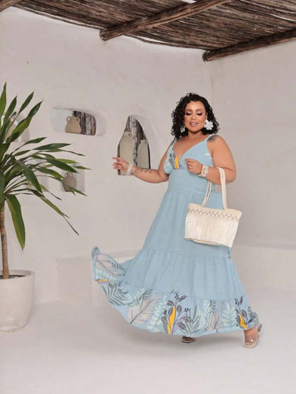 Vestido Feminino Longo Plus Size com Alça