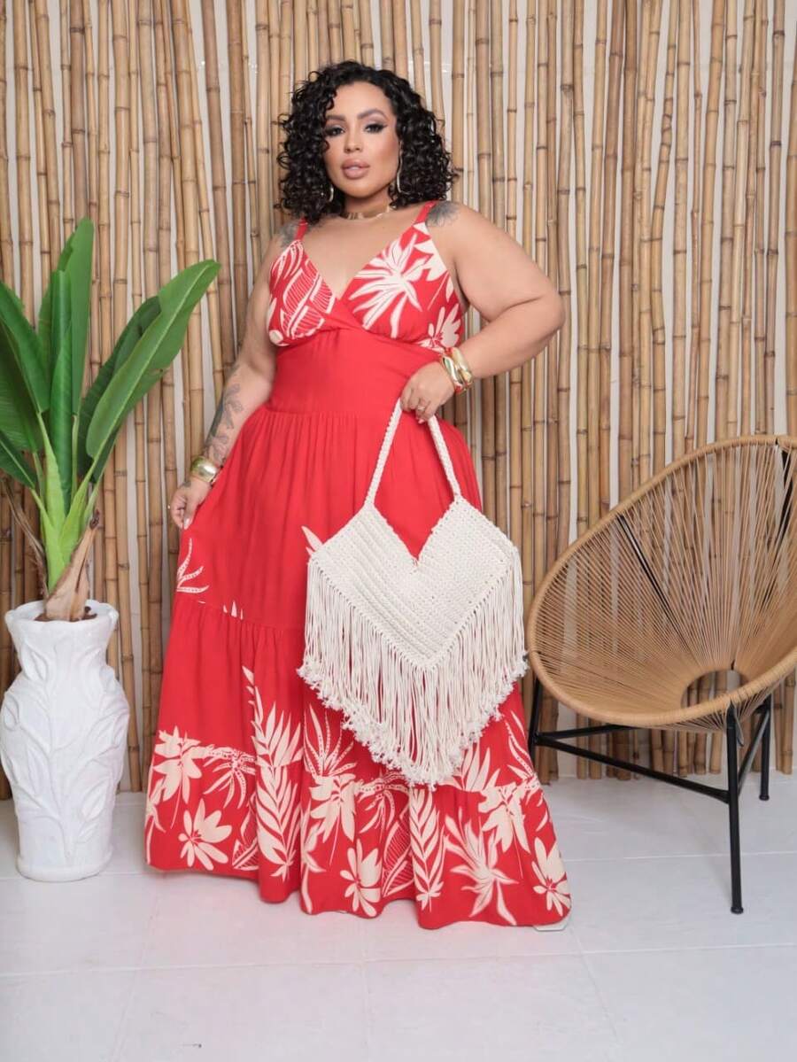 Vestido Feminino Longo Plus Size com Alça