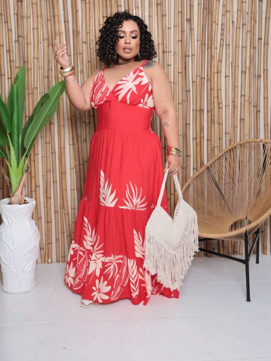 Vestido Feminino Longo Plus Size com Alça