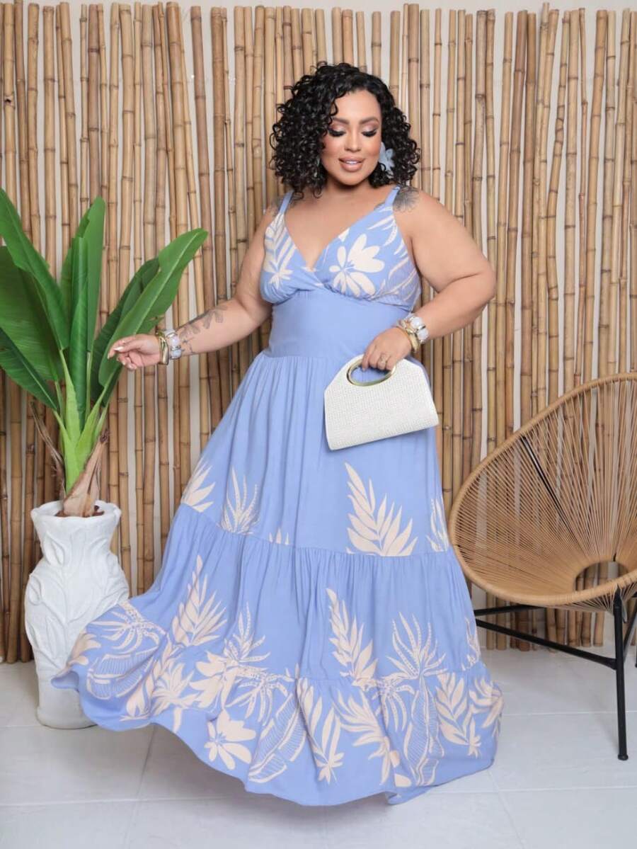 Vestido Feminino Longo Plus Size com Alça