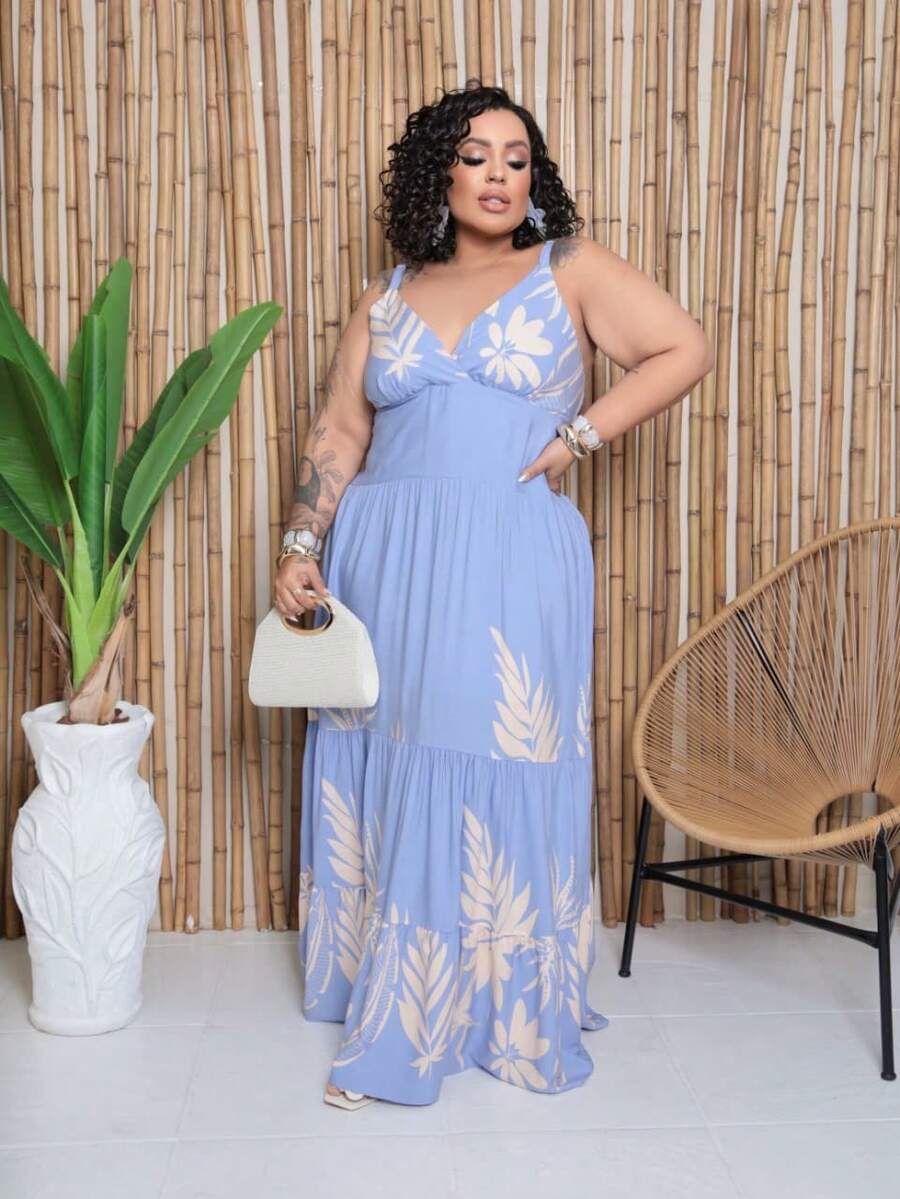 Vestido Feminino Longo Plus Size com Alça