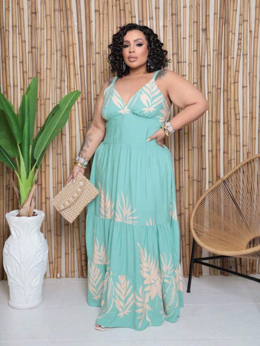 Vestido Feminino Longo Plus Size com Alça