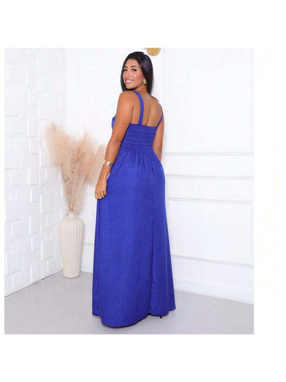 Vestido Feminino Longo Luxo em Tecido Duna Linho