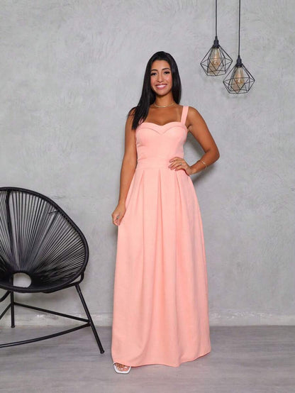 Vestido Feminino Longo Luxo em Tecido Duna Linho