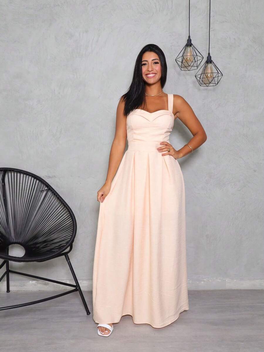 Vestido Feminino Longo Luxo em Tecido Duna Linho