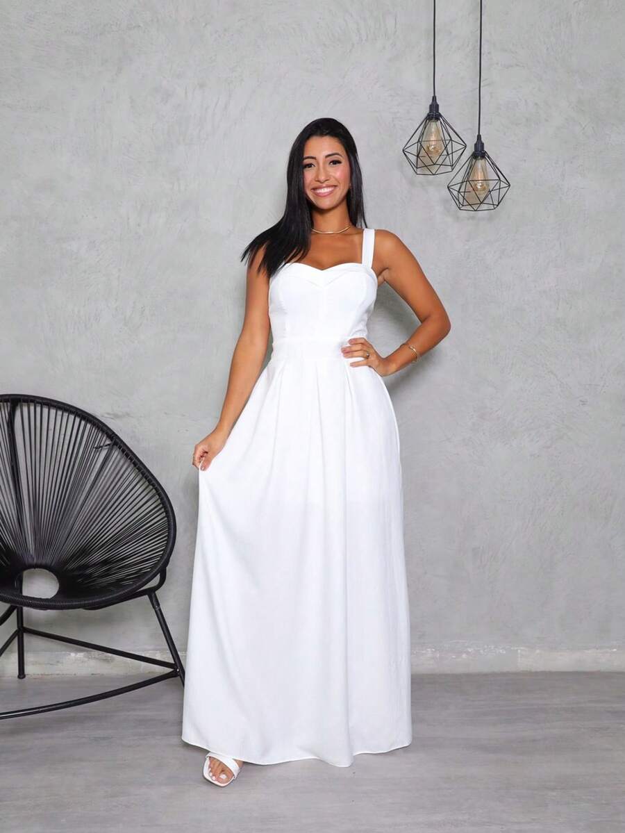 Vestido Feminino Longo Luxo em Tecido Duna Linho