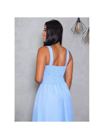 Vestido Feminino Longo Luxo em Tecido Duna Linho