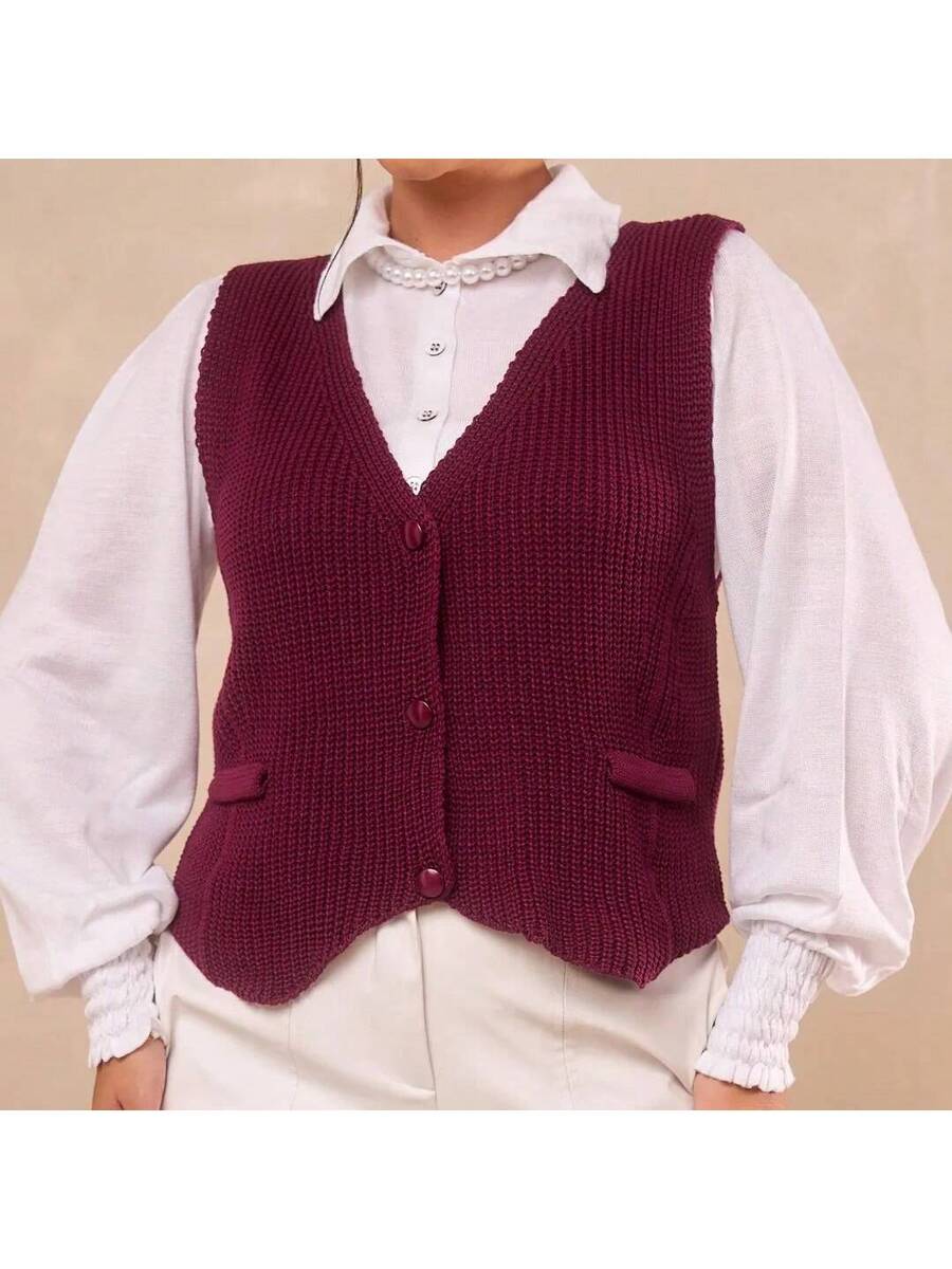 Colete Feminino Elegante em Tricot com Botões