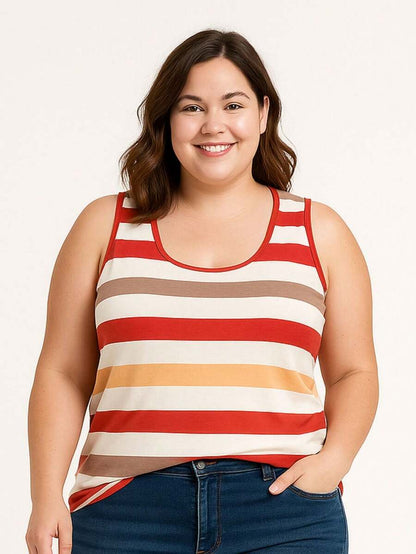 Blusa Regata Feminina Plus Size Listrada