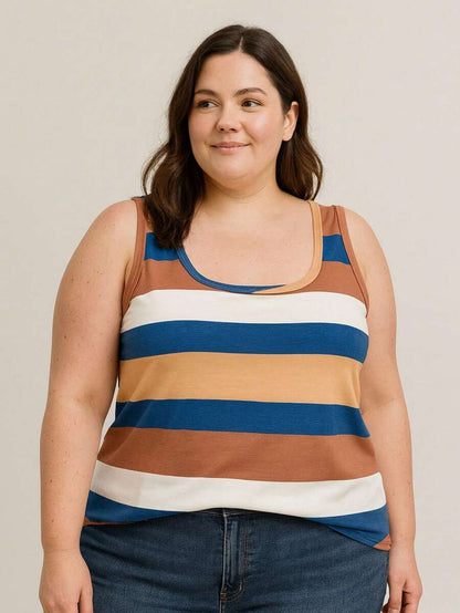 Blusa Regata Feminina Plus Size Listrada