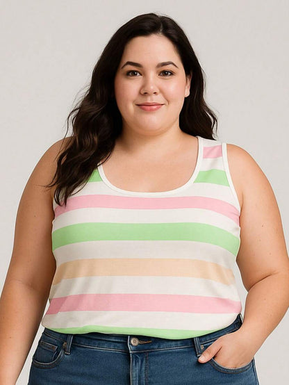 Blusa Regata Feminina Plus Size Listrada