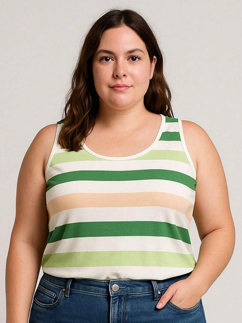 Blusa Regata Feminina Plus Size Listrada