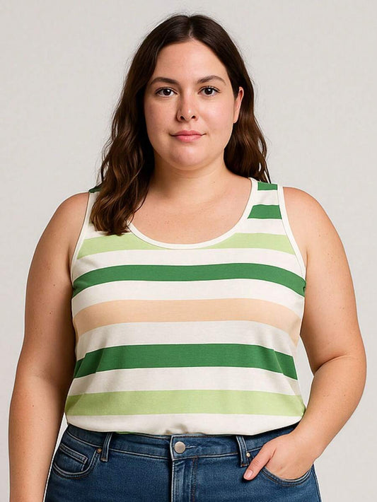 Blusa Regata Feminina Plus Size Listrada