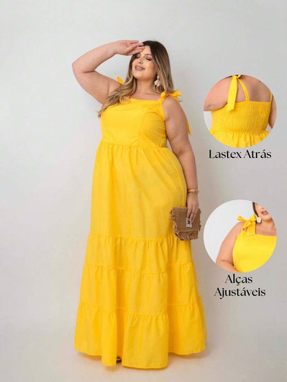 Vestido Longo Plus Size Versátil Casual com Alça Multiuso