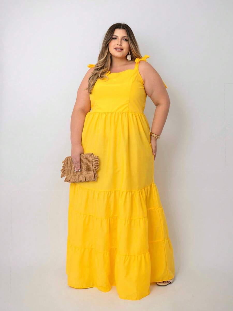 Vestido Longo Plus Size Versátil Casual com Alça Multiuso