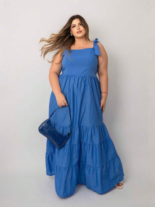 Vestido Longo Plus Size Versátil Casual com Alça Multiuso