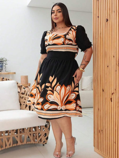 Vestido Feminino Mídi Plus Size Estampado