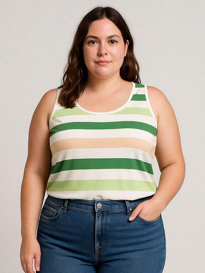 Kit 2 Blusas Regata Feminina Plus Size Listrada