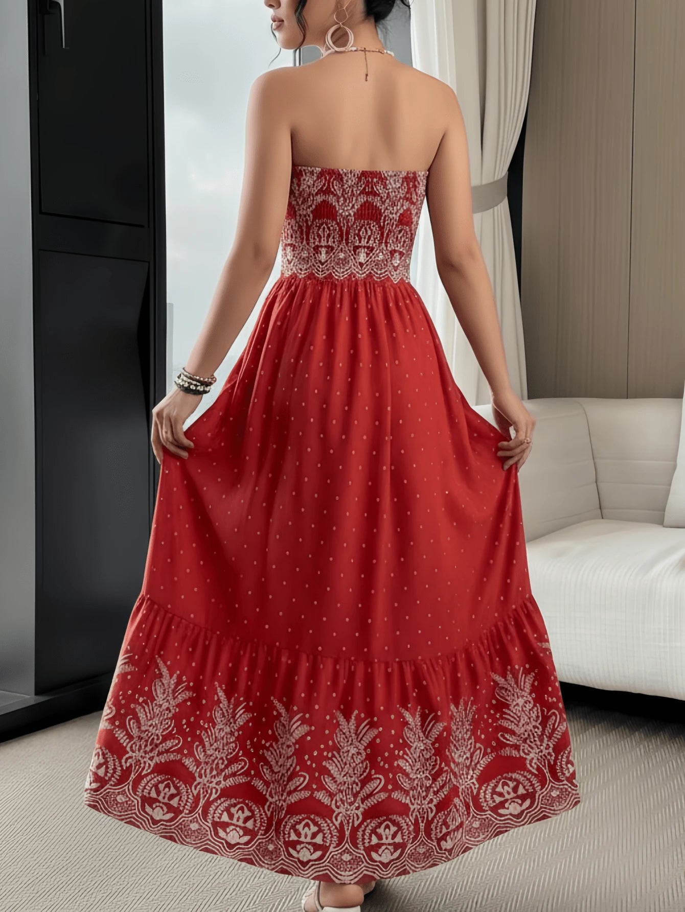 Vestido Tubinho Feminino Longo Estampa Barroco