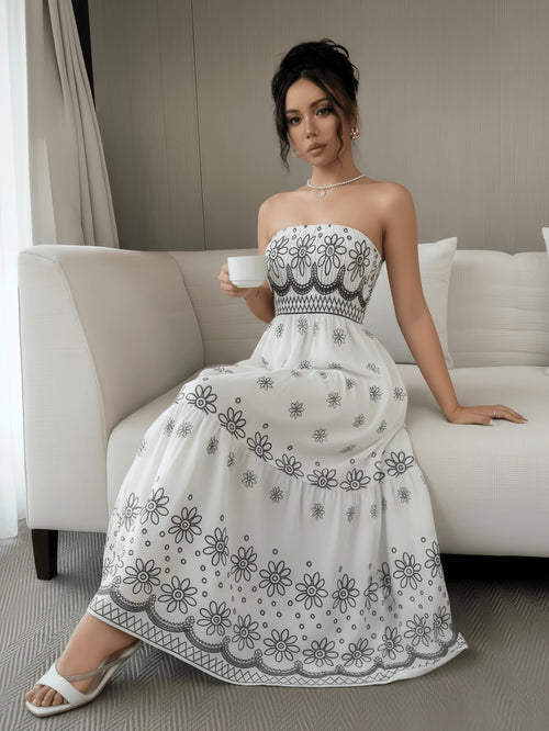 Vestido Tubinho Feminino Longo Estampa Barroco