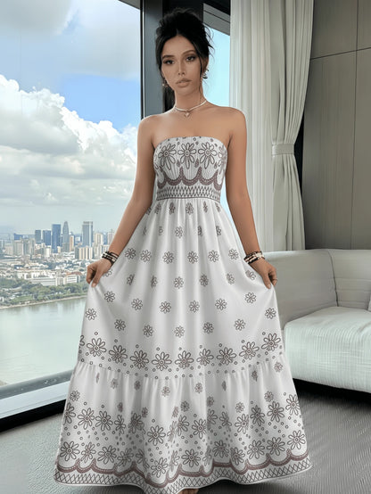 Vestido Tubinho Feminino Longo Estampa Barroco