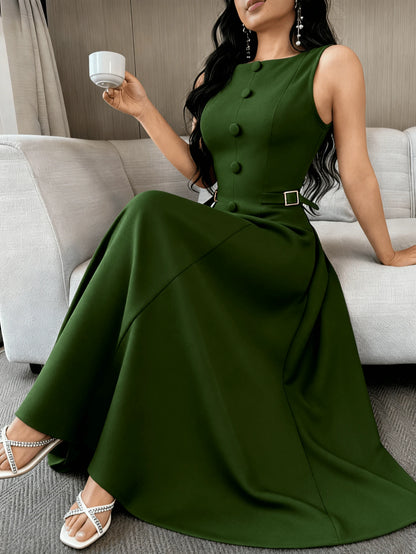 Vestido Elegante Feminino de Cor Sólida