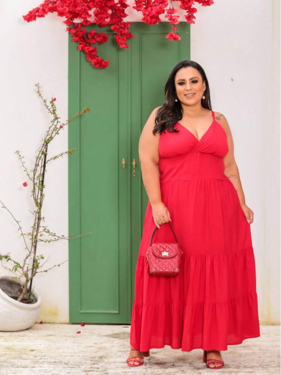 Vestido Feminino Longo Plus Size com Alça