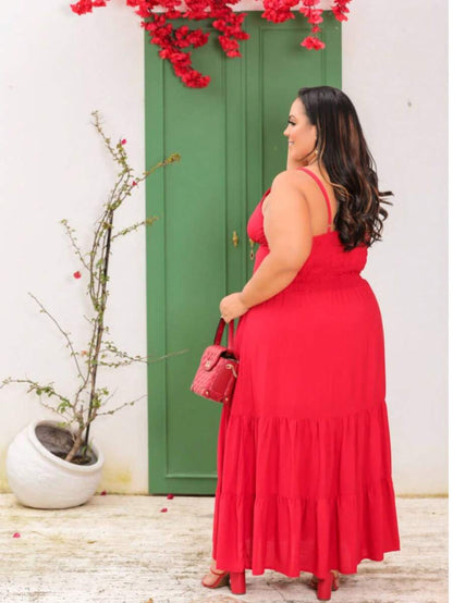 Vestido Feminino Longo Plus Size com Alça