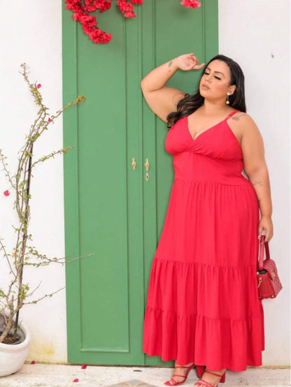 Vestido Feminino Longo Plus Size com Alça