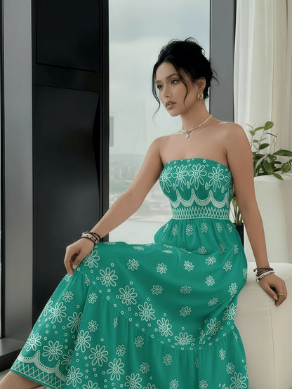 Vestido Tubinho Feminino Longo Estampa Barroco