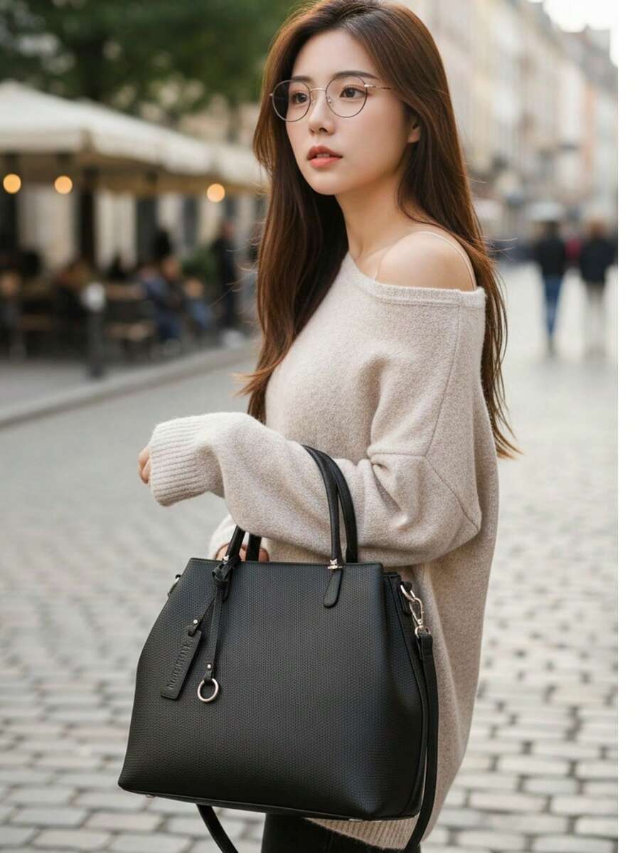 Bolsa Feminina Elegante com Design Trançado e Multi-Compartimentos