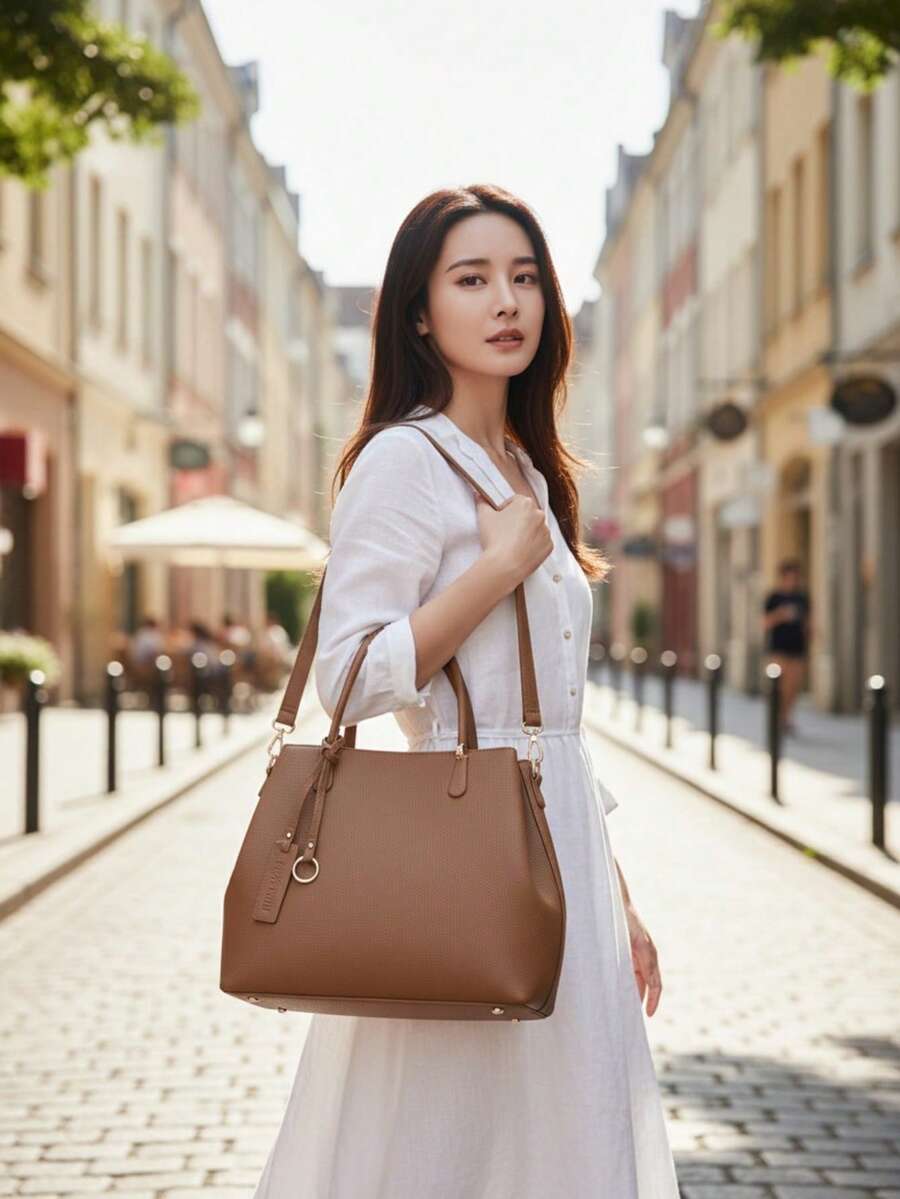Bolsa Feminina Elegante com Design Trançado e Multi-Compartimentos