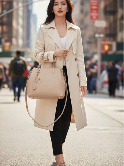 Bolsa Feminina Elegante com Design Trançado e Multi-Compartimentos