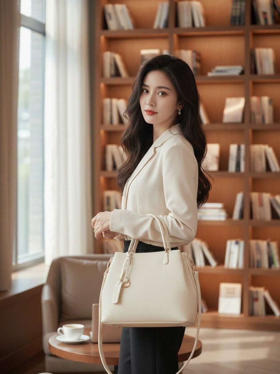 Bolsa Feminina Elegante com Design Trançado e Multi-Compartimentos