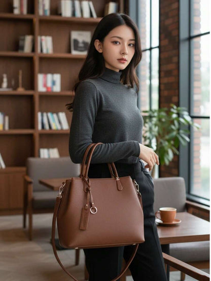 Bolsa Feminina Elegante com Design Trançado e Multi-Compartimentos