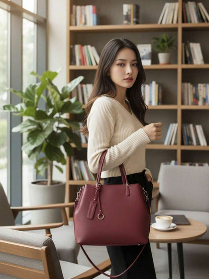Bolsa Feminina Elegante com Design Trançado e Multi-Compartimentos