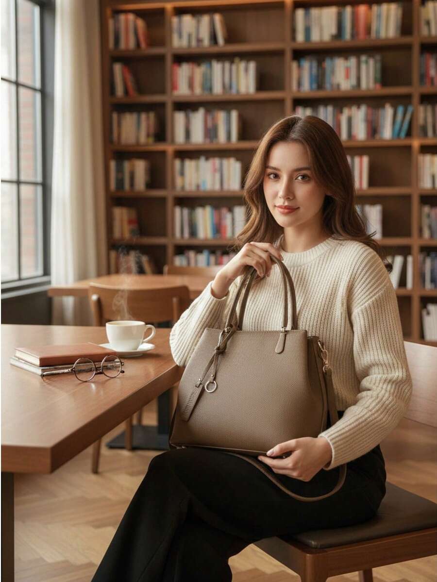 Bolsa Feminina Elegante com Design Trançado e Multi-Compartimentos