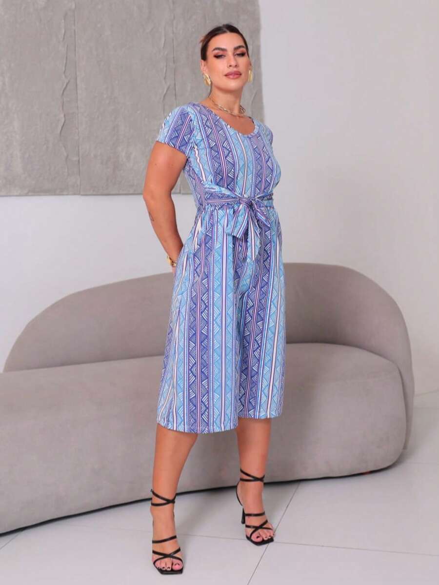 Macacão Feminino Pantacourt Estampado com Alças – Soltinho e Leve para o Verão