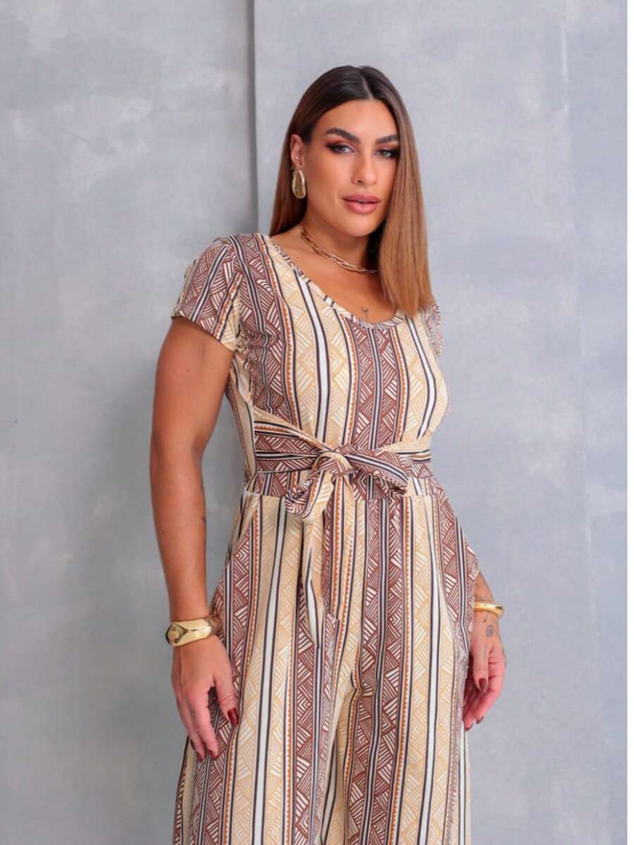 Macacão Feminino Pantacourt Estampado com Alças – Soltinho e Leve para o Verão